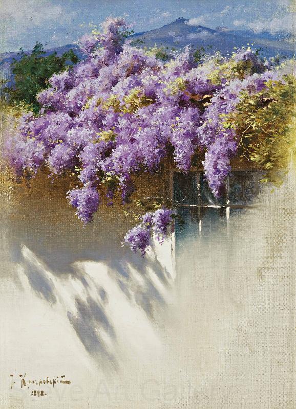 Antonio Mancini Wisteria in bloom France oil painting art
